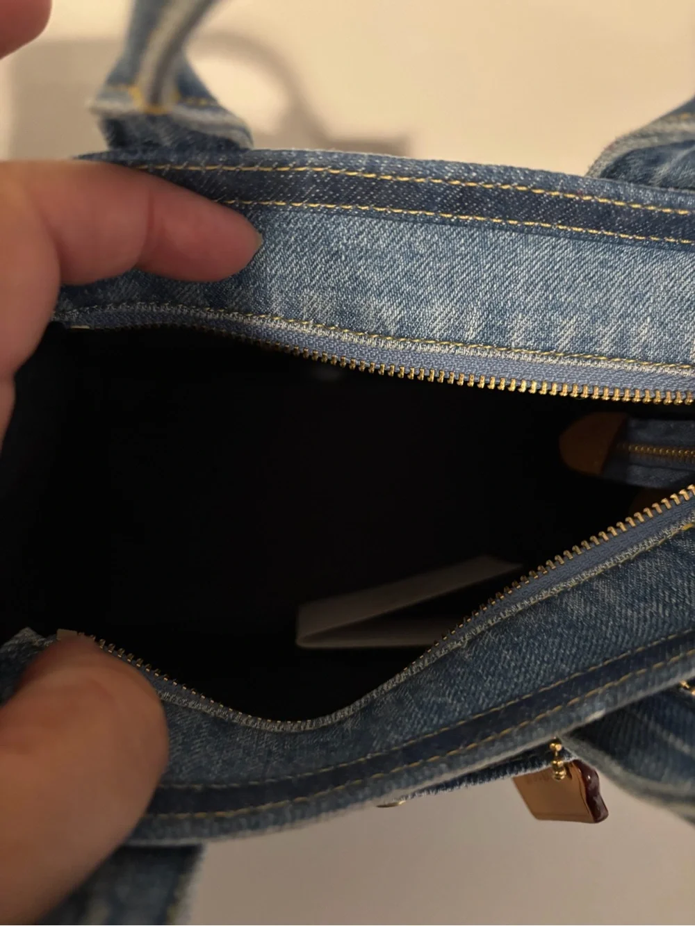 Coach Denim Mini Tote in Blue with Gold Tag